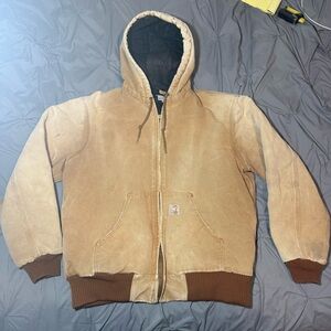Vintage Carhartt Men’s J140 Hooded Firm Duck Active Jacket Tan Brown sz: M
